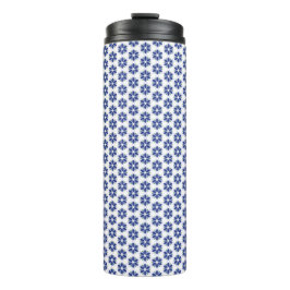 Navy Blue Floral Mosaik Thermosbecher