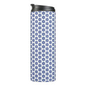 Navy Blue Floral Mosaik Thermosbecher (Nach rechts gedreht)