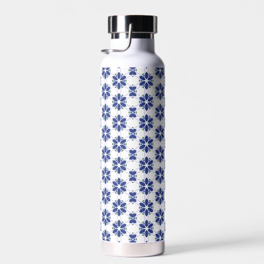 Navy Blue Floral Mosaik Trinkflasche (Rechts)