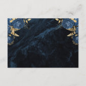 Navy Blue Floral Pale Gold Script Wedding RSVP Begleitkarte (Rückseite)