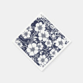 Navy Blue Floral Paper Napkins Serviette (Ecke)
