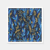 Navy Blue Floral Pattern Happy Hanukkah Serviette (Vorderseite)