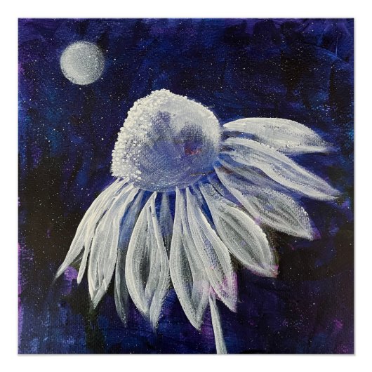 Navy Blue Floral Poster (Vorderseite)