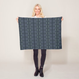 Navy Blue Floral Print Fleecedecke