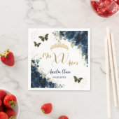 Navy Blue Floral Quinceanera Gold Schmetterlinge Serviette (Beispiel)