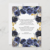 Navy Blue Floral Quinceanera Mis Quince Anos Einladung (Rückseite)