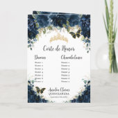 Navy Blue Floral Quinceañera Order of Events Photo Programm (Rückseite)