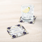 Navy Blue Floral Quinceanera Spanisch Save the Dat Untersetzer (Vor Ort)