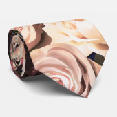 Navy Blue & Floral Rose Fett Blume Krawatte (Gerollt)