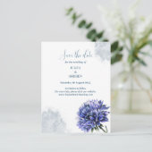 Navy Blue Floral Save the Date Post Card Postkarte (Stehend Vorderseite)