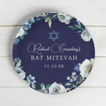 Navy Blue Floral Star von David Bat Mitzvah Party