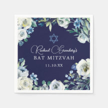 Navy Blue Floral Star von David Bat Mitzvah Party