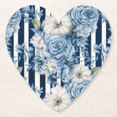 Navy Blue Floral Stripes Brautparty Untersetzer (Vorderseite)