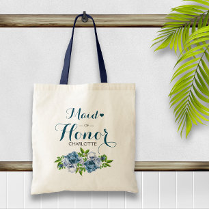 Navy Blue Floral Trauzeugin Tragetasche
