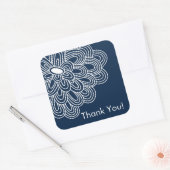 Navy Blue Floral Vielen Dank Brautparty Gefallen Quadratischer Aufkleber (Umschlag)