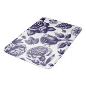 Navy Blue Floral Vintag Badematte (Schrägansicht)
