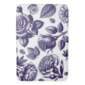 Navy Blue Floral Vintag Badematte (Vorderseite Vertikal)
