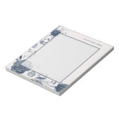Navy Blue Floral Watercolor with Name Notizblock (Rotiert)