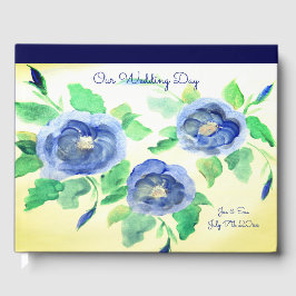 Navy Blue Floral Wedding Guest Book Gästebuch