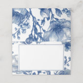 Navy Blue Floral Wedding  Platzkarte (Außenseite Aufgefaltet)