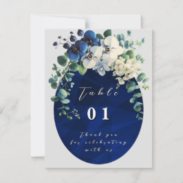 Navy Blue Floral Wedding Table Numbers
