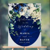 Navy Blue Floral Wedding Welcome Sign Acrylschild (Neutral)