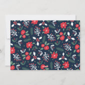 Navy Blue Floral Weihnachtskarte Feiertagskarte (Rückseite)
