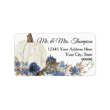 Navy Blue Floral White Pumpkin Rücksendeadresse