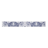Navy Blue Floral William Morris Style Satinband (Vorderseite)
