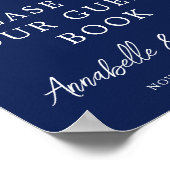 Navy Blue Floral Winter Wedelbook Poster (Ecke)