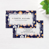 Navy Blue Florals Interior Designer Business Cards (Schreibtisch)