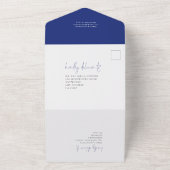 Navy Blue Florals QR Code Skript Hochzeit All In One Einladung (Außenbereich)
