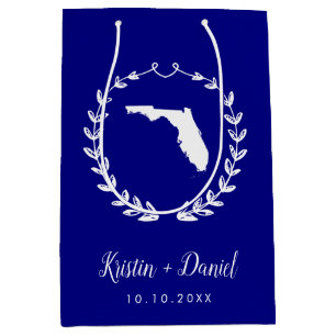 Navy Blue Florida Map Wedding Welcome Swag Mittlere Geschenktüte