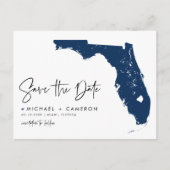 Navy Blue Florida Staat Karte QR-Code Save the Dat (Vorderseite)