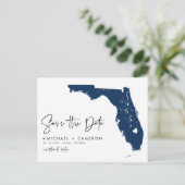 Navy Blue Florida Staat Karte QR-Code Save the Dat (Stehend Vorderseite)