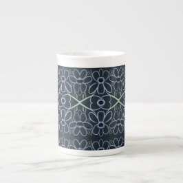 Navy Blue Flower China Tasse