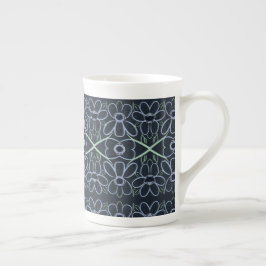 Navy Blue Flower China Tasse