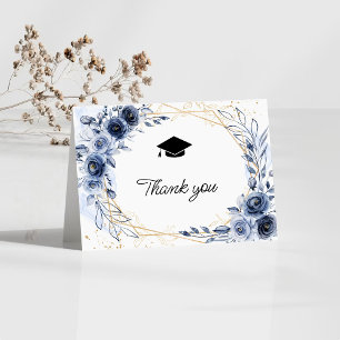 Navy Blue Flowers Abschluss Dankeskarte