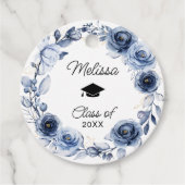 Navy Blue Flowers Abschluss Geschenkanhänger (Vorderseite)