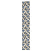 Navy Blue Flowers Elegant Table Decor Runner Großer Tischläufer (Vorderseite)