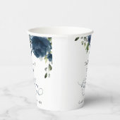 Navy Blue Flowers, Greenery, Boho, Birthday Pappbecher (Rechts)