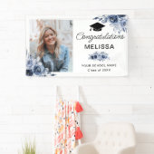 Navy Blue Flowers Herzlichen Glückwunsch Banner (Insitu)