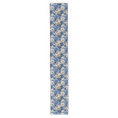 Navy Blue Flowers Ivory Floral Table Runner Großer Tischläufer (Vorderseite)