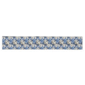 Navy Blue Flowers Ivory Floral Table Runner Großer Tischläufer (Horizontal)