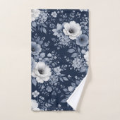 navy blue flowers modern decorative bathroom  badhandtuch set (Handtuch)