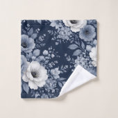 navy blue flowers modern decorative bathroom  badhandtuch set (Waschlappen)