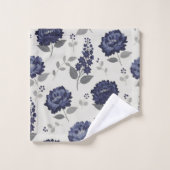 navy blue flowers modern decorative bathroom  badhandtuch set (Waschlappen)