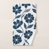 navy blue flowers modern decorative bathroom  badhandtuch set (Handtuch)