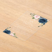 Navy Blue Flowers, Pink Flowers, Boho, Birthday Acryleinladungen (Ablage )