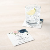 Navy Blue Flowers, Pink Flowers, Boho, Birthday Rechteckiger Pappuntersetzer (Vor Ort)